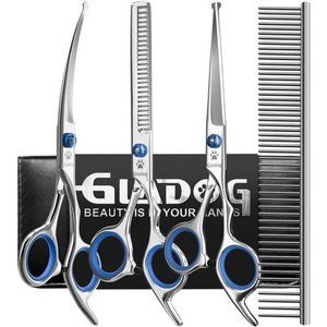 Professional 5 in 1 Dog Grooming Scissors Set with Safety Round Tips, Sharp